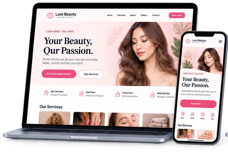 Soft luxury beauty business responsive website example