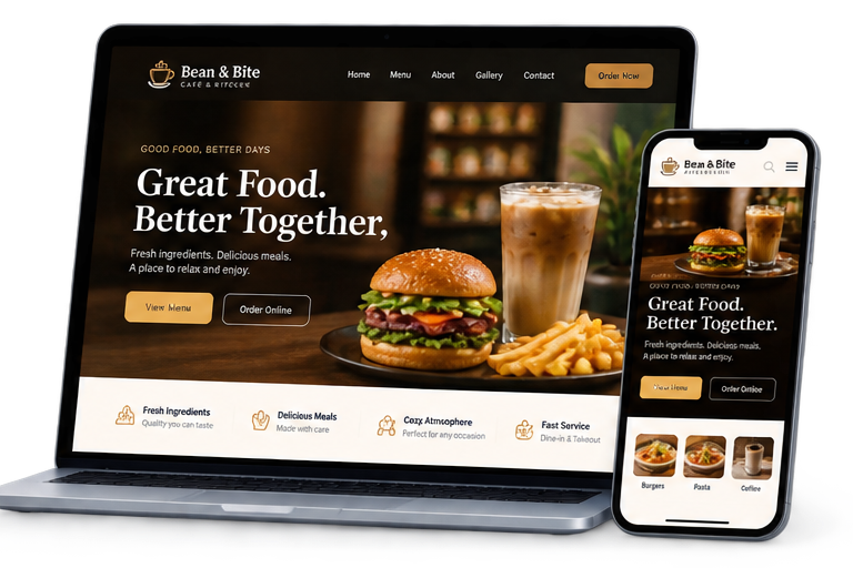 Premium food and beverage responsive website example