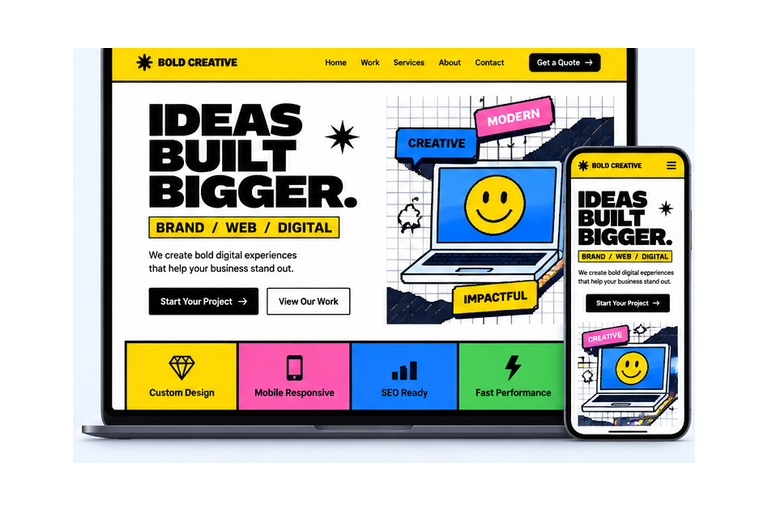 Neo-brutalist responsive website design example