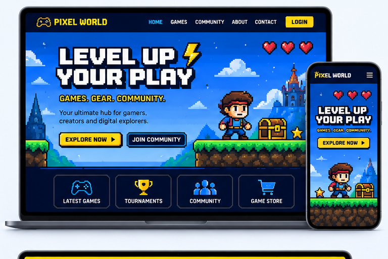 Pixel art responsive website design example